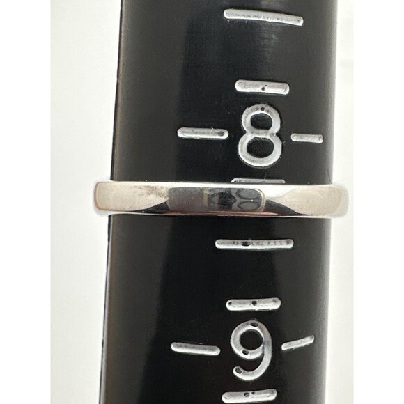 Inspirational Silver Tone Peace Ring Black Inlay Signed RSC Vintage - Picture 8 of 9